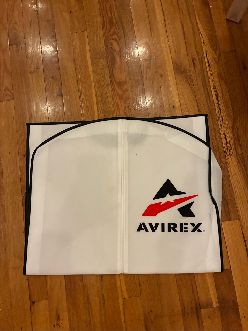 Avirex White Garment Cover with Black Trim and Red Logo
